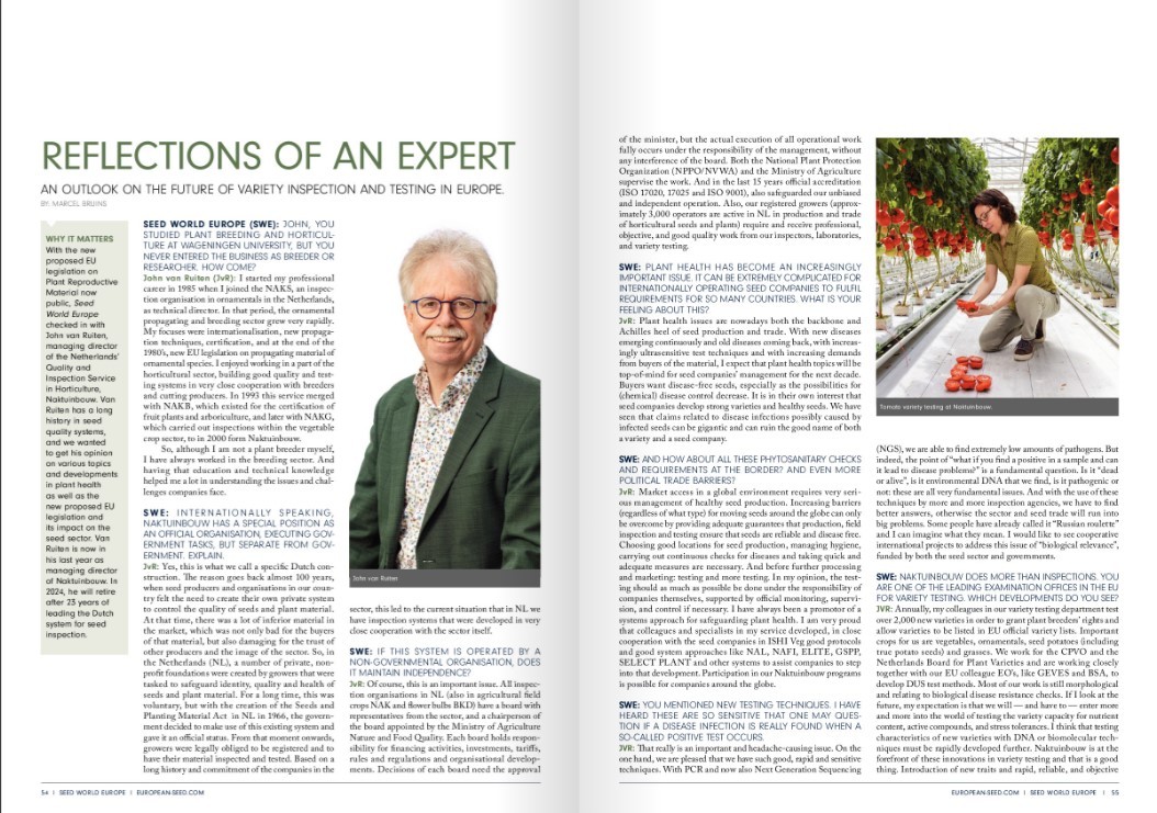 John van Ruiten reflecteert in magazine Seed World Europe